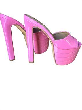New EGO Bubblegum Pink Patent Leather Platform Stilettos Sz 5